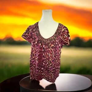 St. John's Bay Pink Flutter Sleeve Ruched Blouse